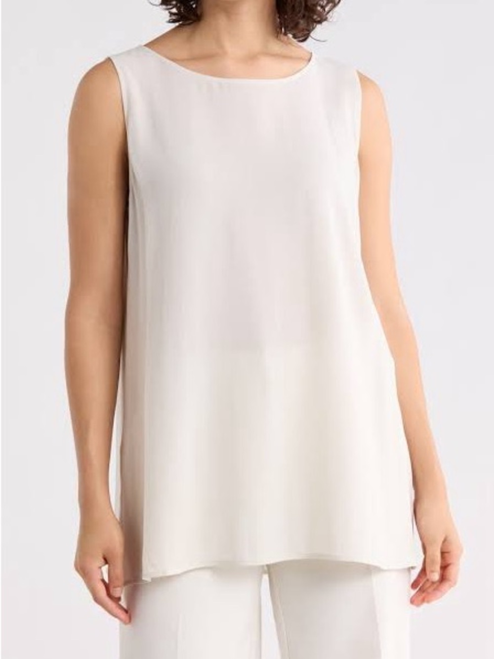 Eileen Fisher Ivory Sleeveless Layered Tank